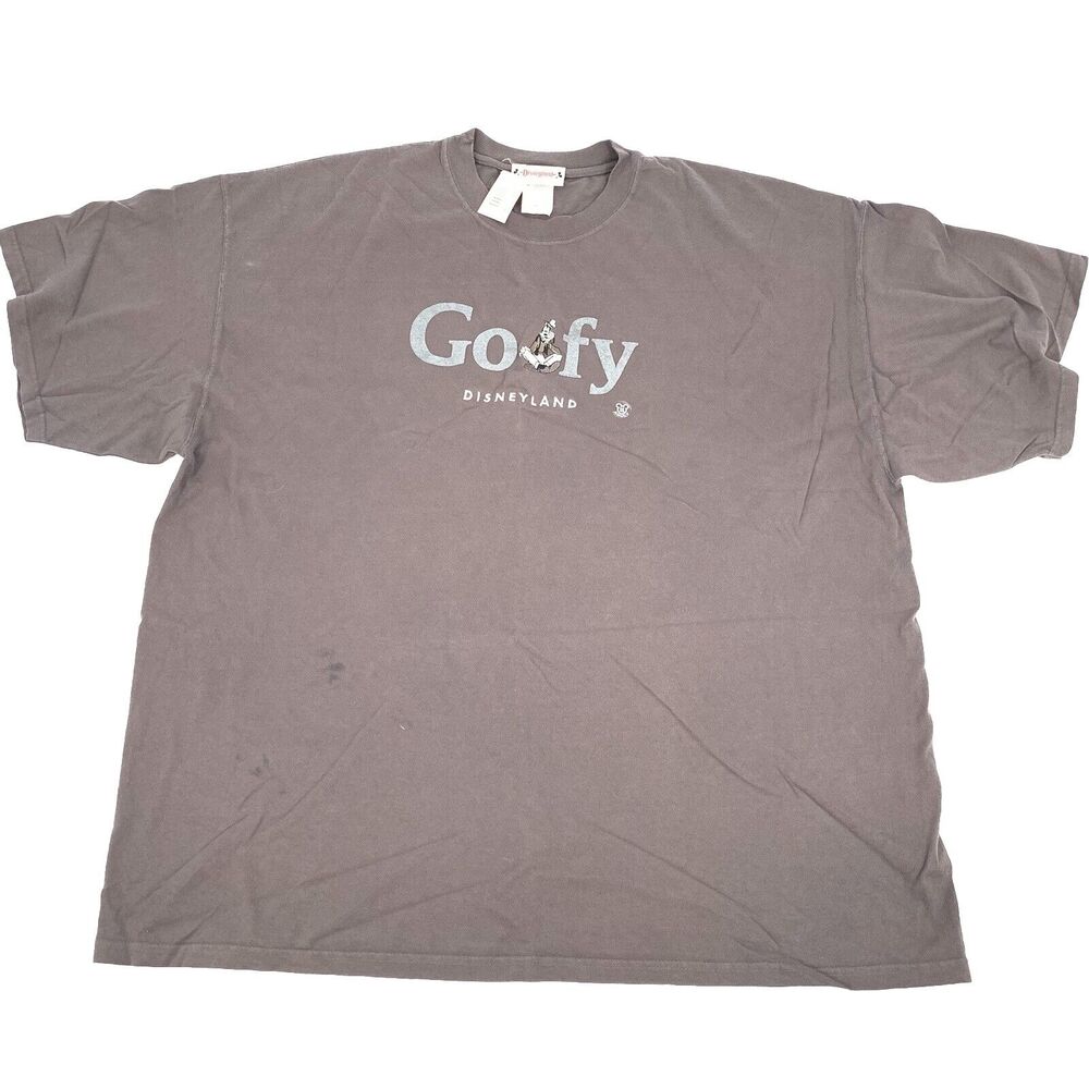 NEW Vintage Y2K Deadstock Disneyland Goofy T-Shirt Size XXL Adult Solid Gray